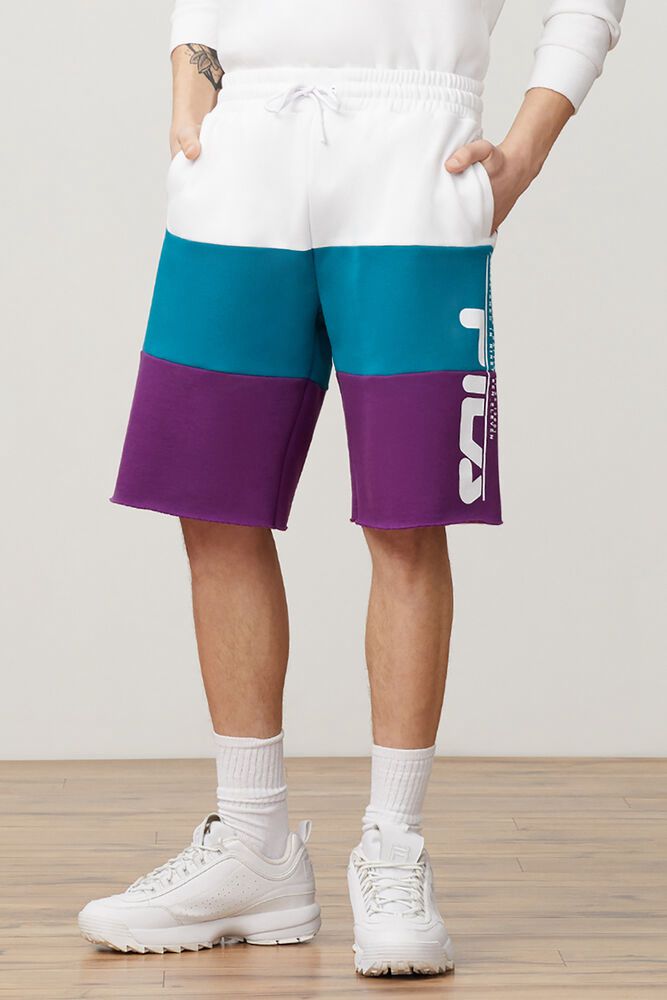 Fila Shorts Mens White/Purple - Stu - Philippines 3819257-NP
